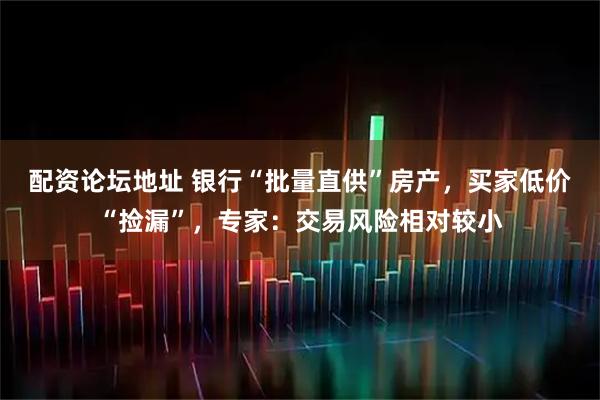 配资论坛地址 银行“批量直供”房产，买家低价“捡漏”，专家：交易风险相对较小
