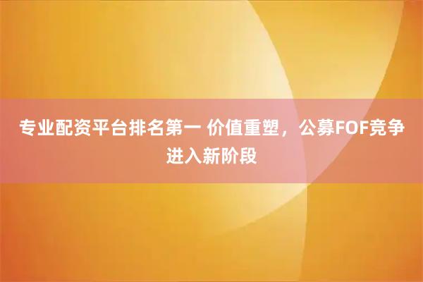 专业配资平台排名第一 价值重塑，公募FOF竞争进入新阶段